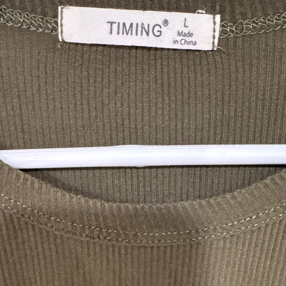 Timing Olive Green Ribbed Short Sleeve Tee - Picture 2 of 6